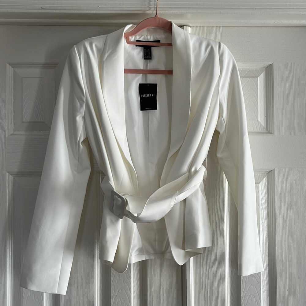 White Belted Blazer Medium